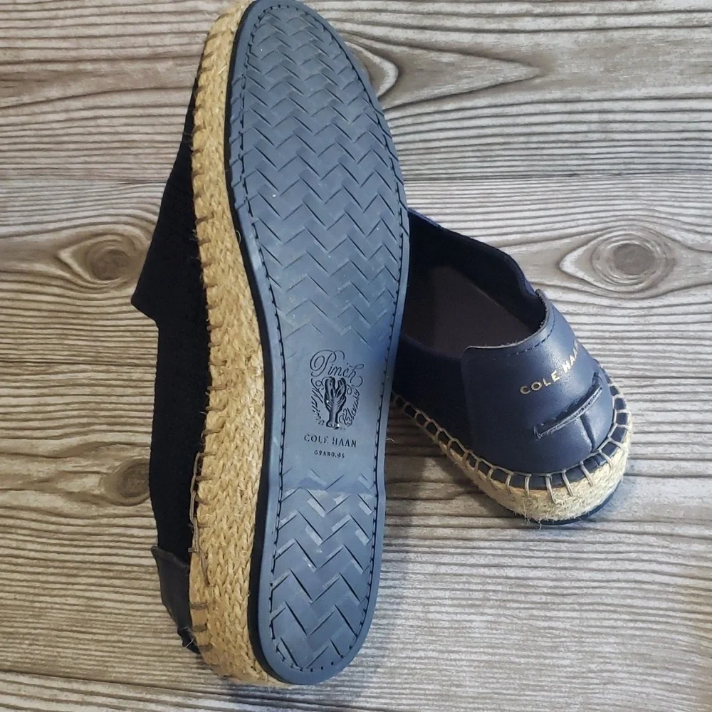 🌵Cole Haan 6.5 navy blue mesh canvas loafers espadrilles